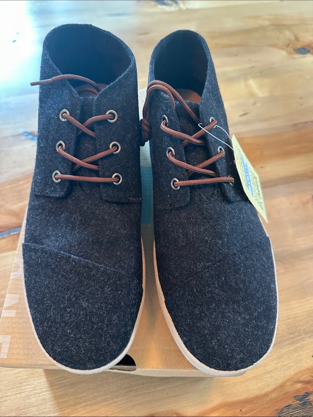 TOMS Men’s Black Wool Chukka Boots with Brown Laces